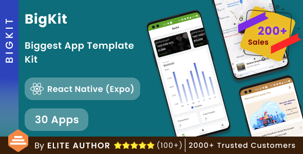 React Native UI KIT | BigKit -Biggest React Native App Template Kit - 30 Apps