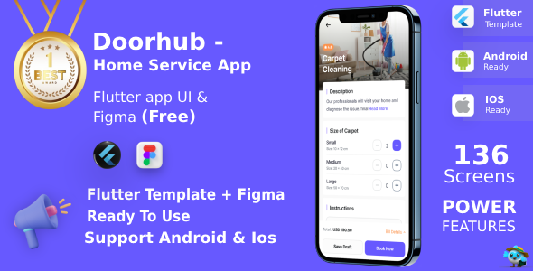 DoorHub ANDROID + IOS + FIGMA (Free) | UI Kit | Flutter | Home Service ...