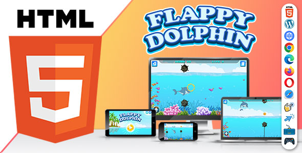 Flappy Dolphin Game ( HTML5 ) Endless Game