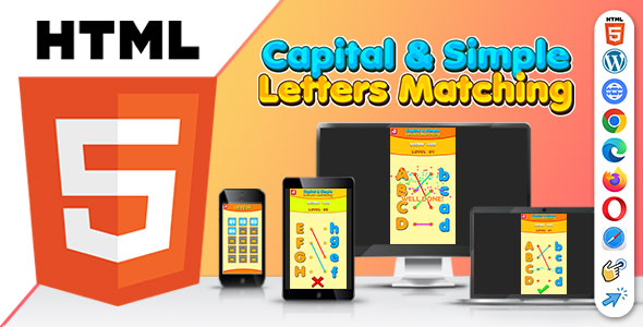 Capital & Simple Letters Matching ( HTML5 ) Kids Learning Game