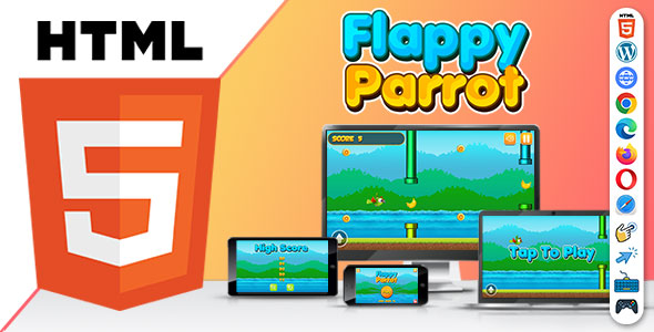 Flappy Parrot Game ( HTML5 ) Endless Game