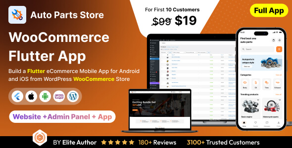 AutoParts Store App - E-commerce Store app in Flutter 3.x (Android, iOS) with WooCommerce Full App