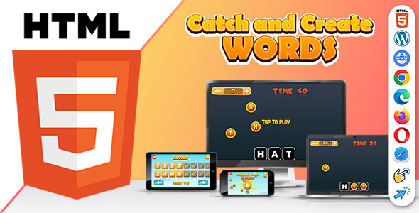 Catch and Create Words ( HTML5 ) Kids Learning Game 50 Levels