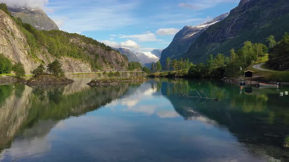 Beautiful Nature Norway Natural Landscape Lovatnet Lake.