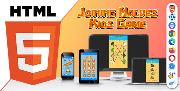 Joining Halves Kids Game ( HTML5 ) Educational Game