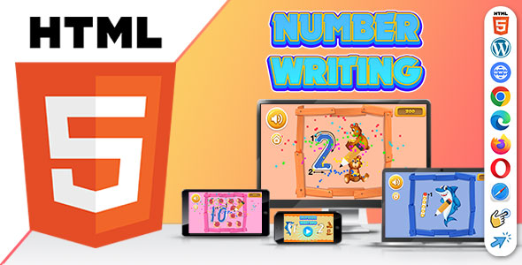 Number Writing v2 ( HTML5 ) Kids Educational Game
