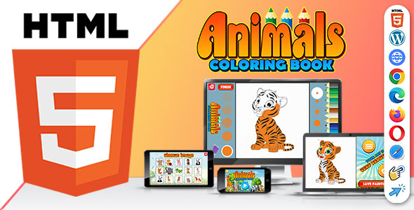 Animals Coloring Book ( HTML5 ) Painting App