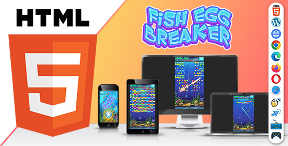 Fish Egg Breaker ( HTML5 ) Bricks Breaker Game