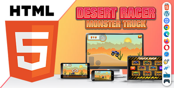 Desert Racer Monster Truck ( HTML5 ) Racing Game