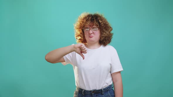 Dislike Gesture Disappointed Woman Thumb Down