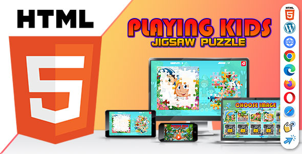 Playing Kids Jigsaw Puzzle Game ( HTML5 ) 10 Puzzles