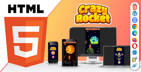 Crazy Rocket 2 (CAPX | HTML5 | Cordova) Space Shooter Game
