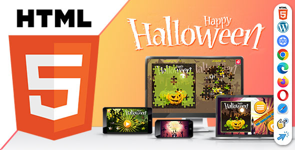 Happy Halloween Jigsaw Puzzle Game ( HTML5 ) Halloween Game