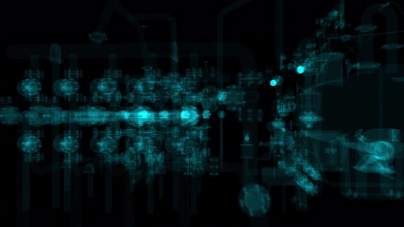 Particle Hologram Industrial Equipment Valves Pipes and Sensors