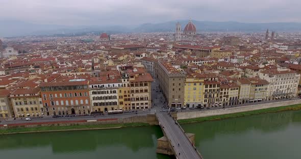 Panoramic View Over Italian Florence, Which Lays on the Banks of the River Arno