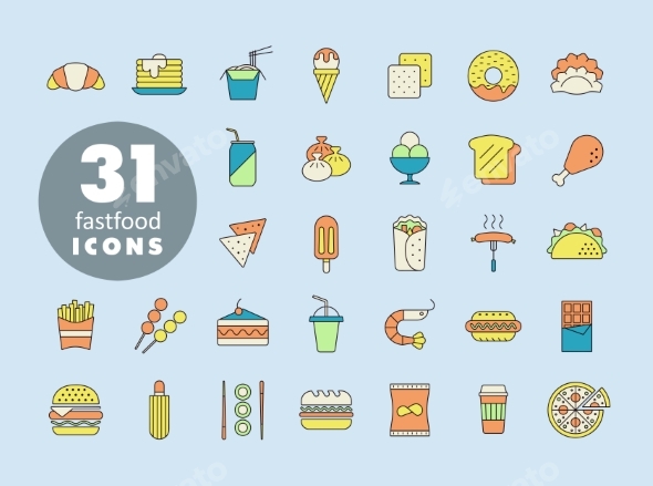 Fastfood Food Court Vector Isolated Icon