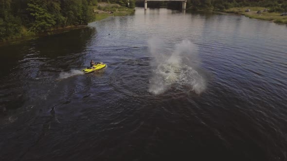 Fly Board Rider on the River