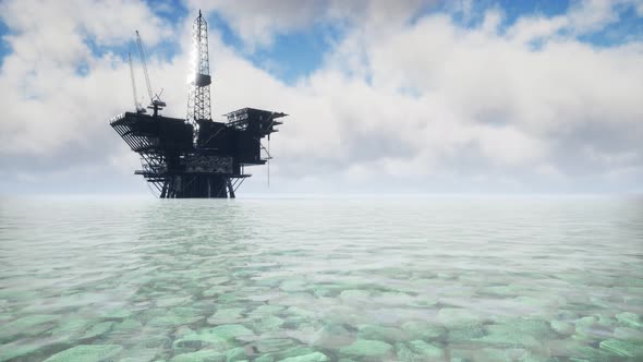 Large Pacific Ocean Offshore Oil Rig Drilling Platform alt