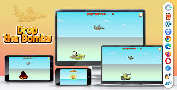Drop the Bombs (Construct | C3P | CAPX | HTML5) Endless Game