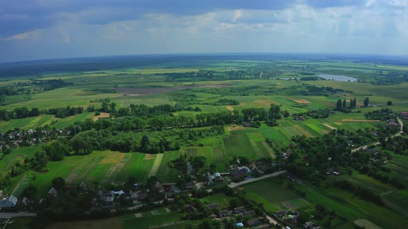 Aerial View Small Village Of Ukraine