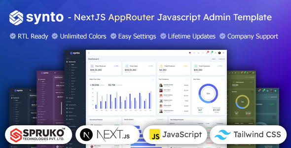 Synto - NextJS Javascript AppRouter Tailwind CSS Admin Dashboard UI Template