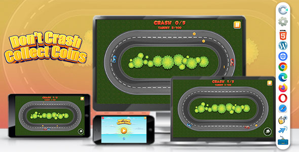 Don't Crash - Collect Coins (Construct | C3P | CAPX | HTML5) Car Game