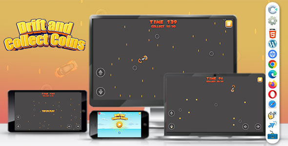 Drift and Collect Coins (Construct | C3P | CAPX | HTML5) Car Game