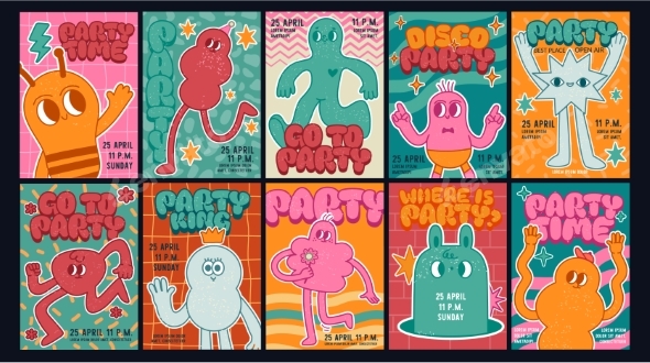 Comic Character Party Posters