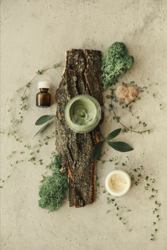 Clay mask in jar on table