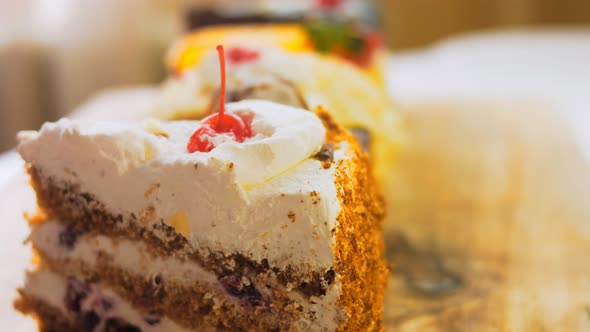 Many Slices of Cake on a Retrostyle Baking Sheet