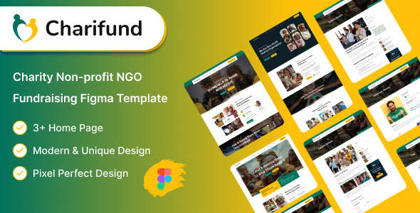 Charifund – Charity Non profit NGO Fundraising UI Figma Template – 0 Sold!