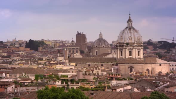 Rome skyline featuring St. Peters basilica, Hotel Piazza Venezia and others landmarks