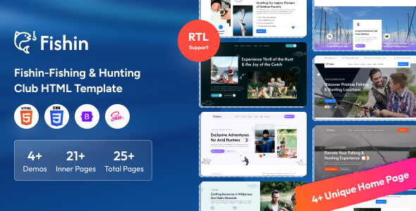 Fishin – Fishing & Hunting Club HTML Template – 0 Sold!