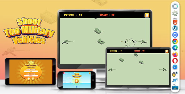 Shoot The Military Vehicles (Construct | C3P | CAPX | HTML5) Shooting Game