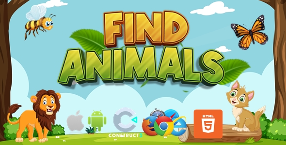 Find Animals - Educational Game For Kids - HTML5/Desktop/Mobile - Construct 3 (Source Code Included)