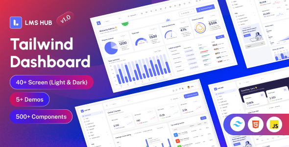 LMS Hub – Tailwind CSS Admin Dashboard HTML Template