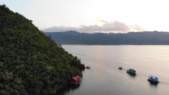 The big reservoir of Srinagarind Dam in Kanchanaburi Thailand.