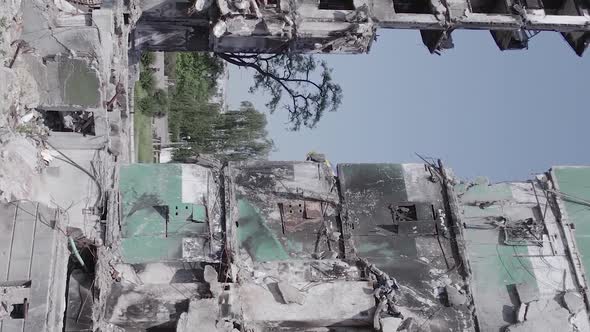 Vertical Video of a Warbombed Man in Ukraine