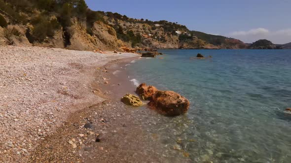 Ses Boques beach in Ibiza, Spain