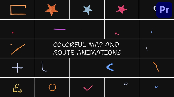 Colorful Map And Route Animations | Premiere Pro MOGRT