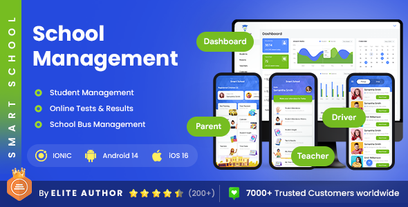 4 App Template | School Management App | Students' Dashboard | School Bus App | Smart School