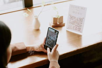 Scanning QR Code Menu in Coffee Shop