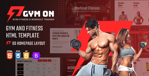 GymOn – Gym and Fitness Club HTML Template – 0 Sold!