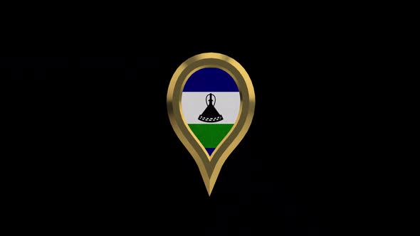 Lesotho 3D Rotating Location Gold Pin Icon