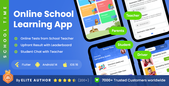 8 App Template | Student Management| Parent-School Communication| eLearning| School Time