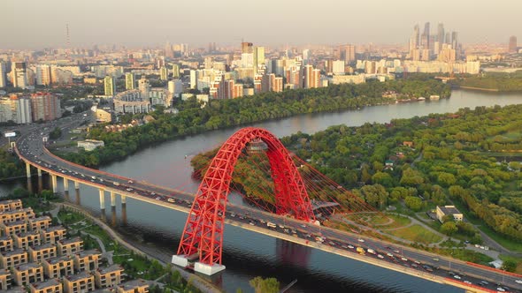 Modern Cable Bridge in Moscow