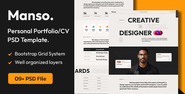 Manso - Personal Portfolio/CV PSD Template