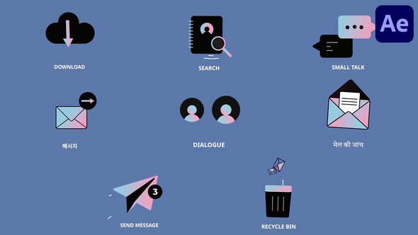 Social Media Interface Icons And Titles for After Effects