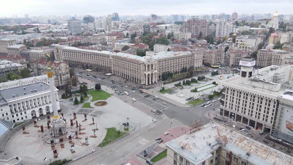 The Symbol of Kyiv, Ukraine - Independence Square Aerial View, Slow Motion