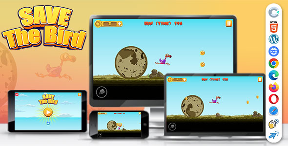 Save The Bird ( Construct | C3P | CAPX | HTML5 ) Running Endless Game
